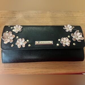 Tahari Black Floral Wallet